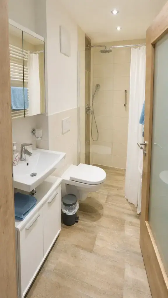 Ferienwohnung Wiesenglück mit modernem Bad und bodengleicher Dusche